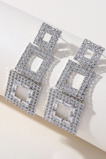 Rhinestones geometriske patchwork firkantede øreringe